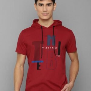 Allen Solly Tribe Men Red & Black Typography Printed Pure Cotton Slim Fit T-shirt