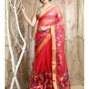 Arhi Red & Green Woven Design Zari Pure Silk Saree