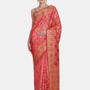 BOMBAY SELECTIONS Pink & Gold-Toned Ethnic Motifs Zari Pure Silk Banarasi Saree