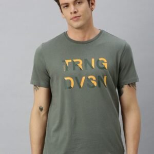 HRX by Hrithik Roshan Men Olive Green Printed Bio-Wash Training Tshirt