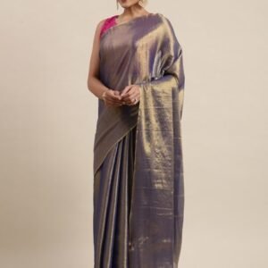 Pothys Navy Blue Jute Silk Saree