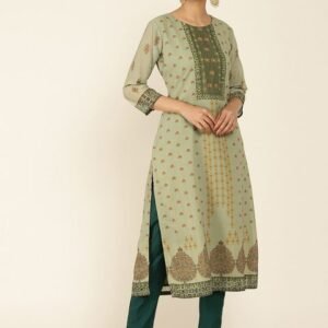Soch Women Green Ethnic Motifs Printed Georgette Kurta