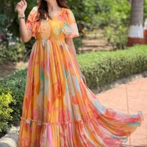 Women Printed Cotton Blend Flared Kurta