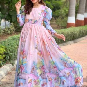 Women Printed Cotton Blend Flared Kurta