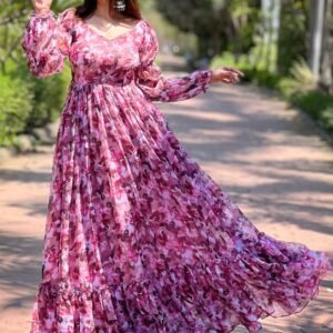 Women Printed Cotton Blend Flared Kurta