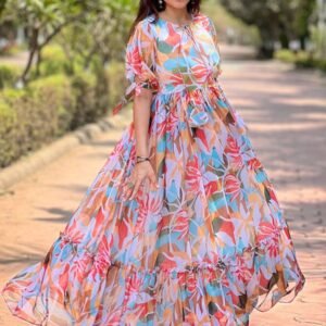 Women Printed Cotton Blend Flared Kurta
