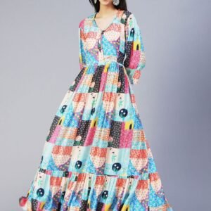 Women Printed Cotton Blend Flared Kurta