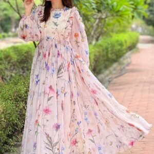 Women Printed Cotton Blend Flared Kurta