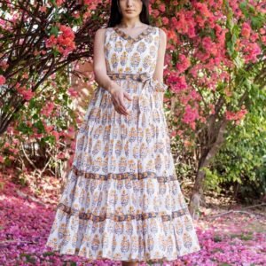 Women Printed Cotton Blend Flared Kurta