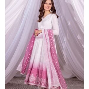 Flayered Anarkali kurti with embroidery yog