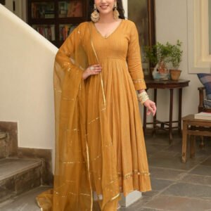 Flayered Anarkali kurti with embroidery yog