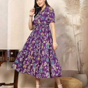 Royal Export Women's Viscose Floral Embroidered Angarkha Kurta