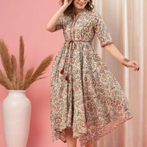 Royal Export Women's Viscose Floral Embroidered Angarkha Kurta