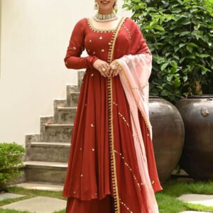Flayered Anarkali kurti with embroidery yog