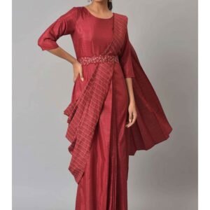 Royal Export Women's Viscose Floral Embroidered Angarkha Kurta