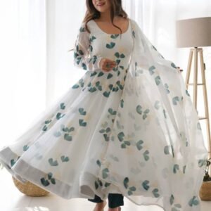 Royal Export Women's Viscose Floral Embroidered Angarkha Kurta