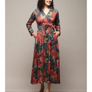 Royal Export Women's Viscose Floral Embroidered Angarkha Kurta