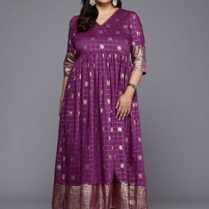 Royal Export Women's Viscose Floral Embroidered Angarkha Kurta