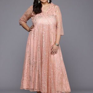 Royal Export Women's Viscose Floral Embroidered Angarkha Kurta