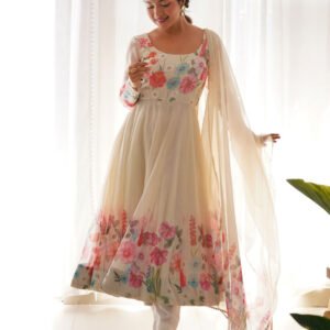 Flayered Anarkali kurti with embroidery yog