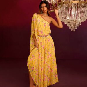 Royal Export Women's Viscose Floral Embroidered Angarkha Kurta