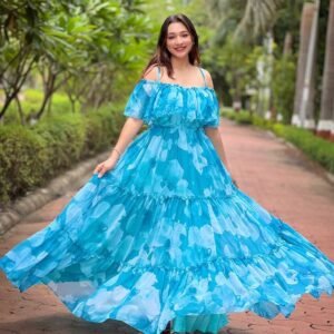 Royal Export Women's Viscose Floral Embroidered Angarkha Kurta