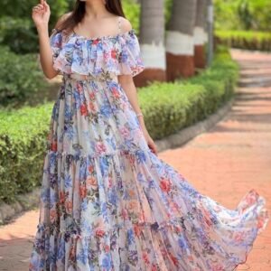 Royal Export Women's Viscose Floral Embroidered Angarkha Kurta