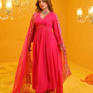 Flayered Anarkali kurti with embroidery yog