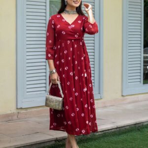 Royal Export Women's Viscose Floral Embroidered Angarkha Kurta