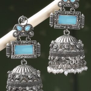 Antique Designer Oxidized Rajwadi Jhumka Earrings for beautiful girls & women