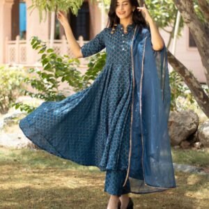 Flayered Anarkali kurti with embroidery yog