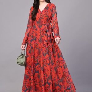 Royal Export Women's Viscose Floral Embroidered Angarkha Kurta