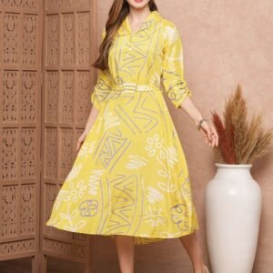 Royal Export Women's Viscose Floral Embroidered Angarkha Kurta