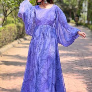 Royal Export Women's Viscose Floral Embroidered Angarkha Kurta