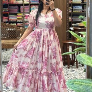 Royal Export Women's Viscose Floral Embroidered Angarkha Kurta