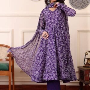 Flayered Anarkali kurti with embroidery yog