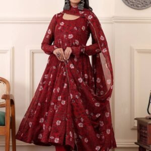 Flayered Anarkali kurti with embroidery yog