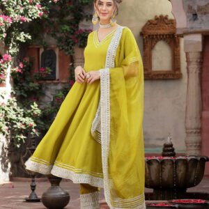 Flayered Anarkali kurti with embroidery yog