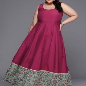 Royal Export Women's Viscose Floral Embroidered Angarkha Kurta