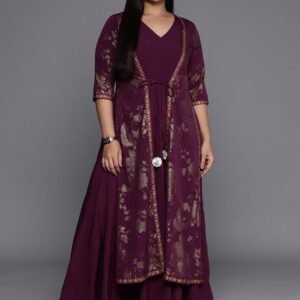 Royal Export Women's Viscose Floral Embroidered Angarkha Kurta