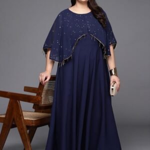 Royal Export Women's Viscose Floral Embroidered Angarkha Kurta