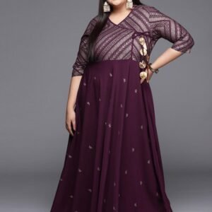 Royal Export Women's Viscose Floral Embroidered Angarkha Kurta