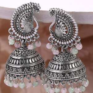 Antique Designer Oxidized Rajwadi Jhumka Earrings for beautiful girls & women