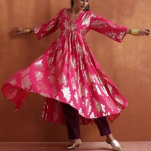 Flayered Anarkali kurti with embroidery yog