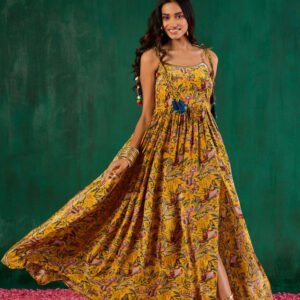 Royal Export Women's Viscose Floral Embroidered Angarkha Kurta