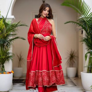 Flayered Anarkali kurti with embroidery yog