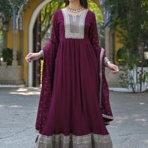 Flayered Anarkali kurti with embroidery yog