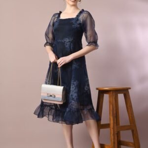 Royal Export Women's Viscose Floral Embroidered Angarkha Kurta