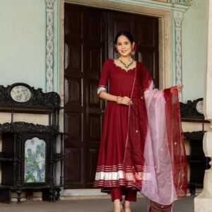 Flayered Anarkali kurti with embroidery yog