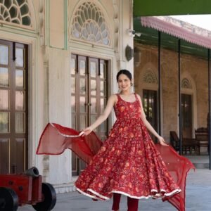 Flayered Anarkali kurti with embroidery yog